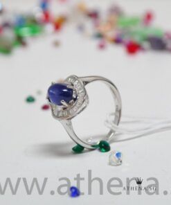 Alternative view of 18K W/G BLUE SAPPHIRE WITH DIAMOND RING TD38-0.50CTS 2.79G (SIZE 12)