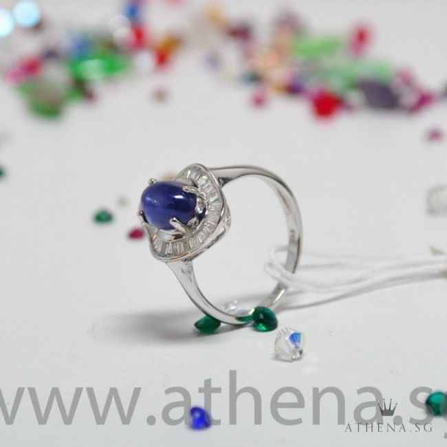 18K W/G BLUE SAPPHIRE WITH DIAMOND RING TD38-0.50CTS 2.79G (SIZE 12) - Image 2