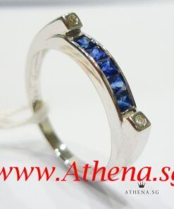 Alternative view of 18KW BLUE SAPPHIRE DIAMOND RING D2-0.02CTS 2.86G (SIZE 14.5)