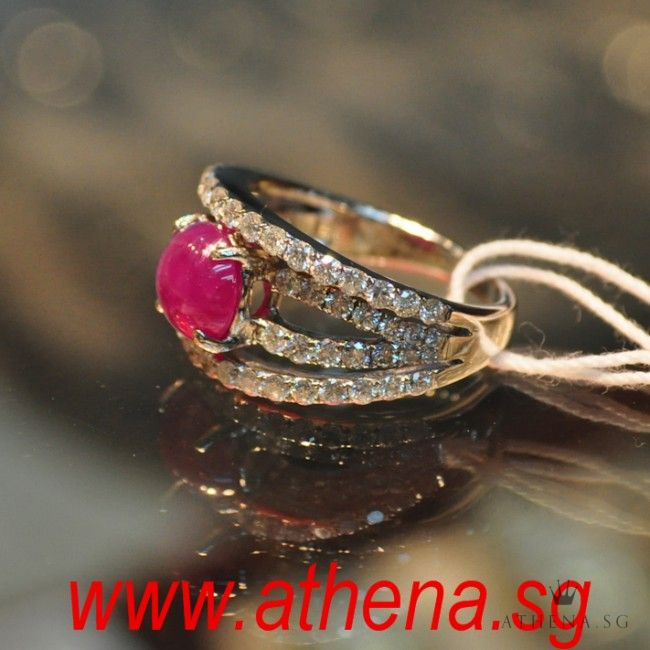18K W/G RUBY WITH DIAMOND RING D64-1.28CTS 6.92G (SIZE 13) - Image 3