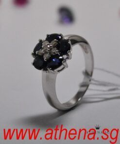 Alternative view of 18K W/G BLUE SAPPHIRE WITH DIAMOND RING D6-0.15CTS 3.41G