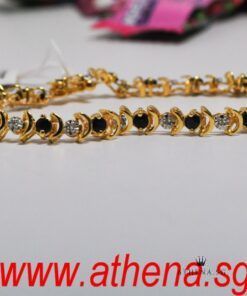 10K Y/G BLUE SAPPHIRE WITH DIAMOND BRACELET D18-0.18CTS 7.91G