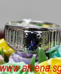 18K WG BLUE SAPPHIRE RING WITH DIAMOND PD8-0.32CTS 7.07G