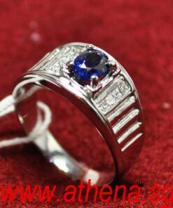 Alternative view of 18K WG BLUE SAPPHIRE RING WITH DIAMOND PD8-0.32CTS 7.07G