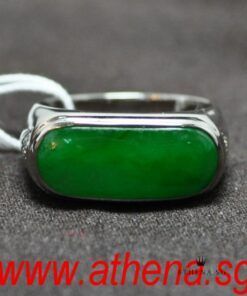 18K WG "MA AN" JADE RING WITH DIAMOND D6-0.06CTS 7.08G