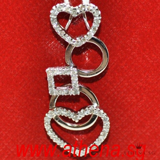 18K WG HEART DESIGN DIAMOND PENDANT D48-0.48CTS 3.35G - Image 2