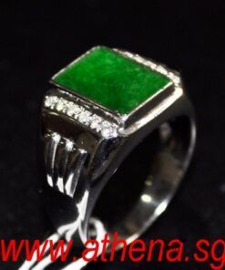 Alternative view of 18K WG JADE RING WITH DIAMOND D12-0.24CTS 9.17G (SIZE 21) (WITH CERT)