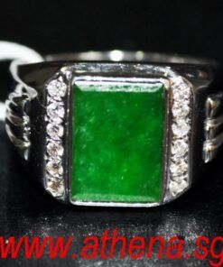 18K WG JADE RING WITH DIAMOND D12-0.24CTS 9.17G (SIZE 21) (WITH CERT)