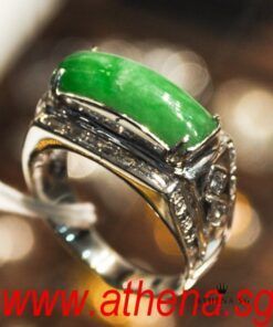Alternative view of TYPE "A" 18K WG JADE RING WITH DIAMOND D30-0.30CTS 8.99G (WITH CERT) (SIZE 17.5) [NETT $1,988.00]