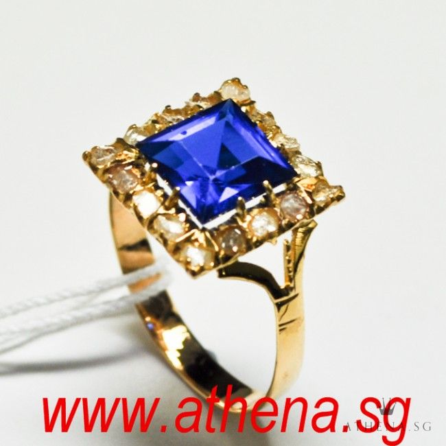 18K YG ANTIQUE DESIGN INTAN RING 3.03G (SIZE 18.5) - Image 2