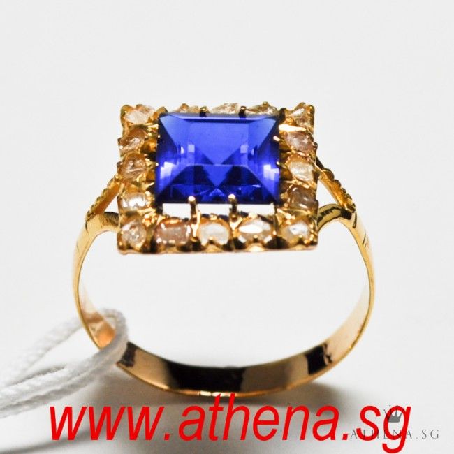 18K YG ANTIQUE DESIGN INTAN RING 3.03G (SIZE 18.5) - Image 3