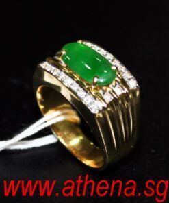 Alternative view of 20K YG MA AN JADE RING WITH DIAMOND D22-0.22CTS 14.26G (SIZE 20) (WITH CERT)
