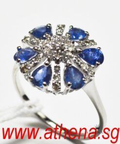 Alternative view of 18K WG BLUE SAPPHIRE RING WITH DIAMOND D25-0.25CTS 2.15G (SIZE 9)