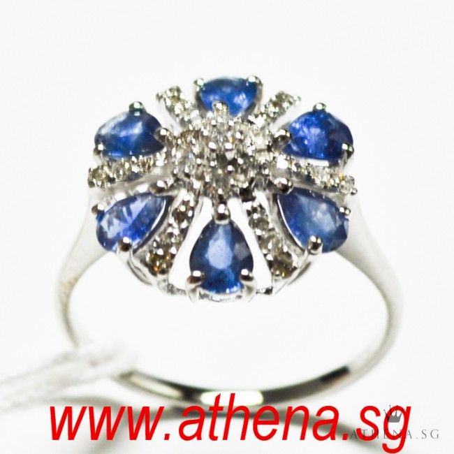 18K WG BLUE SAPPHIRE RING WITH DIAMOND D25-0.25CTS 2.15G (SIZE 9) - Image 3