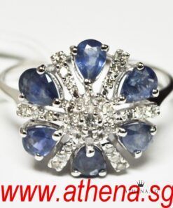 18K WG BLUE SAPPHIRE RING WITH DIAMOND D25-0.25CTS 2.15G (SIZE 9)
