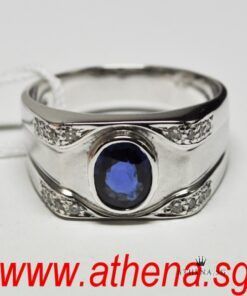 18K WG BLUE SAPPHIRE RING WITH DIAMOND D16-0.32CTS 10.39G (WITH CERT)