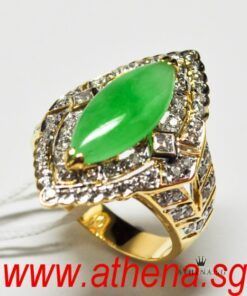 Alternative view of 18K YG JADE RING WITH DIAMOND D76-1.14CTS 7.33G (SIZE 14)