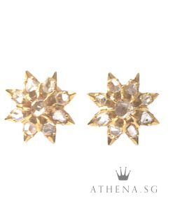 20K YG ANTIQUE DESIGN INTAN EARSTUD 3.35G