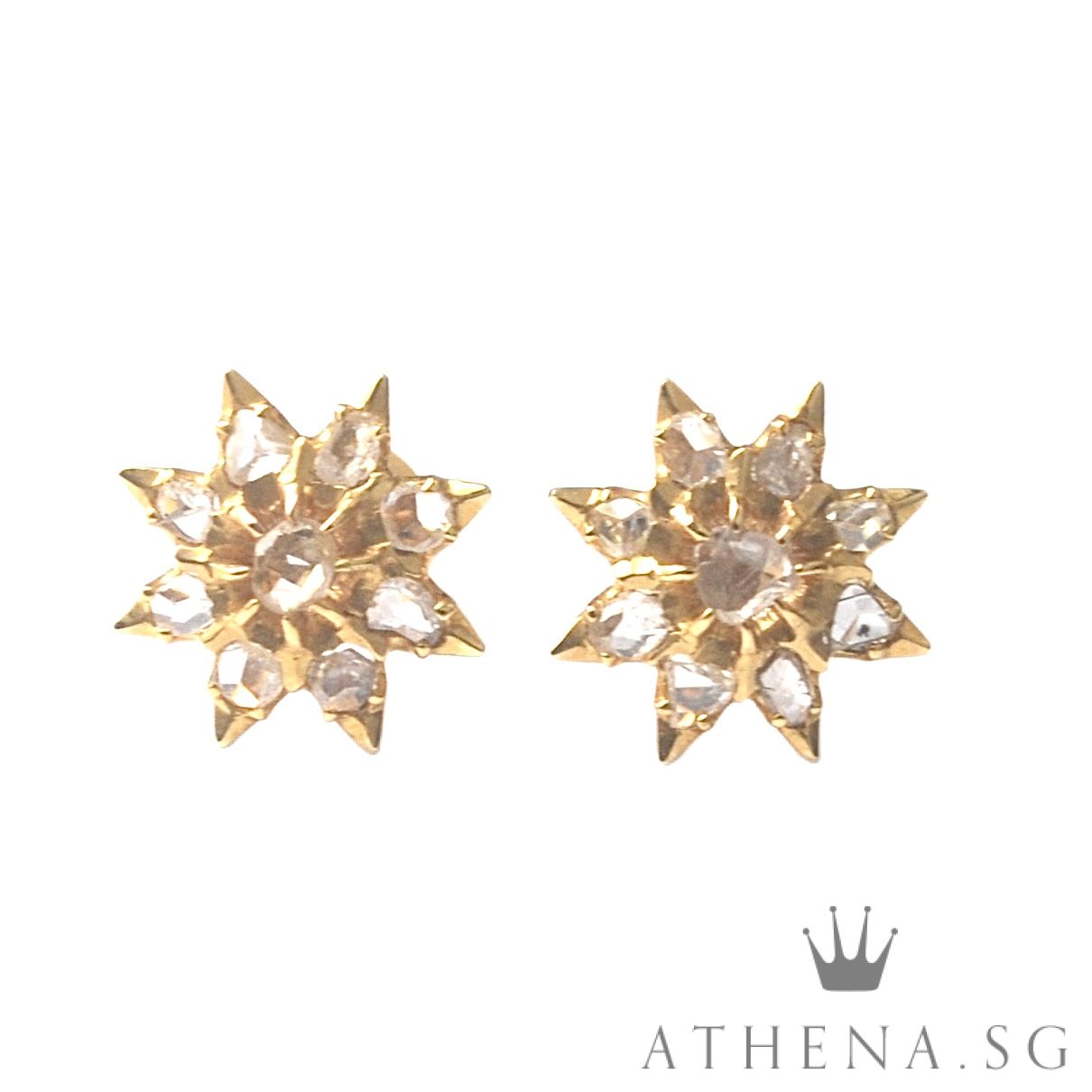 20K YG ANTIQUE DESIGN INTAN EARSTUD 3.35G