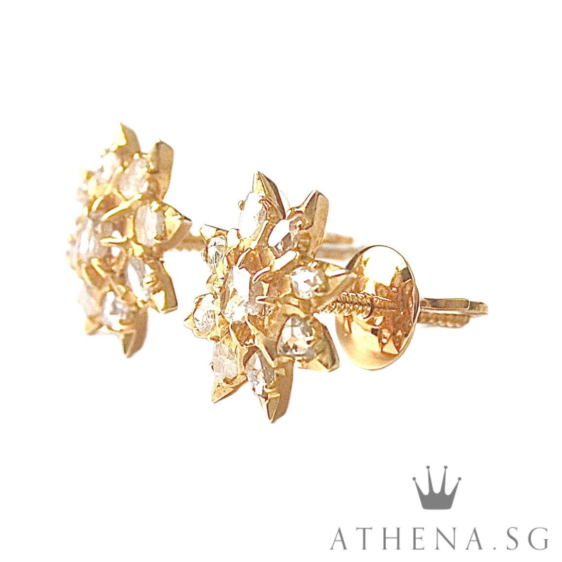 20K YG ANTIQUE DESIGN INTAN EARSTUD 3.35G - Image 4