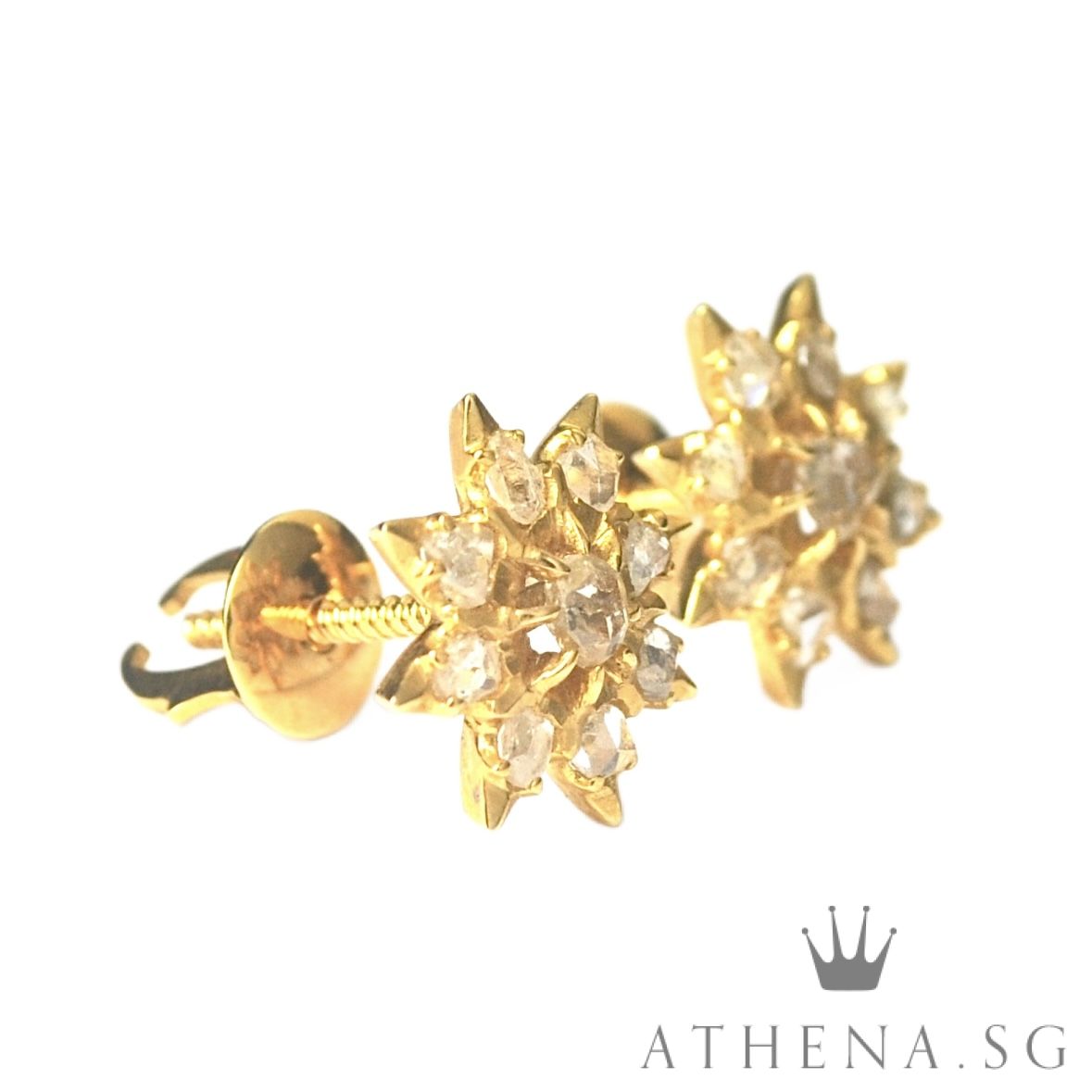 20K YG ANTIQUE DESIGN INTAN EARSTUD 3.35G - Image 5