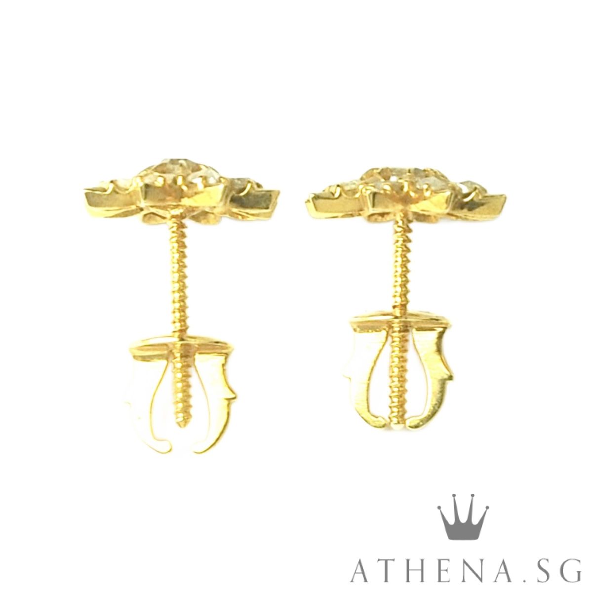 20K YG ANTIQUE DESIGN INTAN EARSTUD 3.35G - Image 6