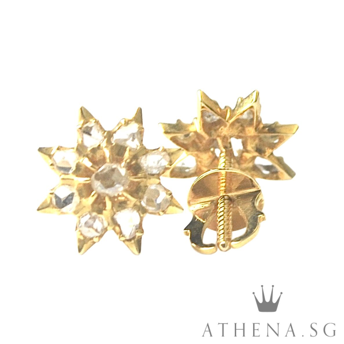 20K YG ANTIQUE DESIGN INTAN EARSTUD 3.35G - Image 2