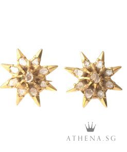 18K YG ANTIQUE DESIGN INTAN EARSTUD 1.85G