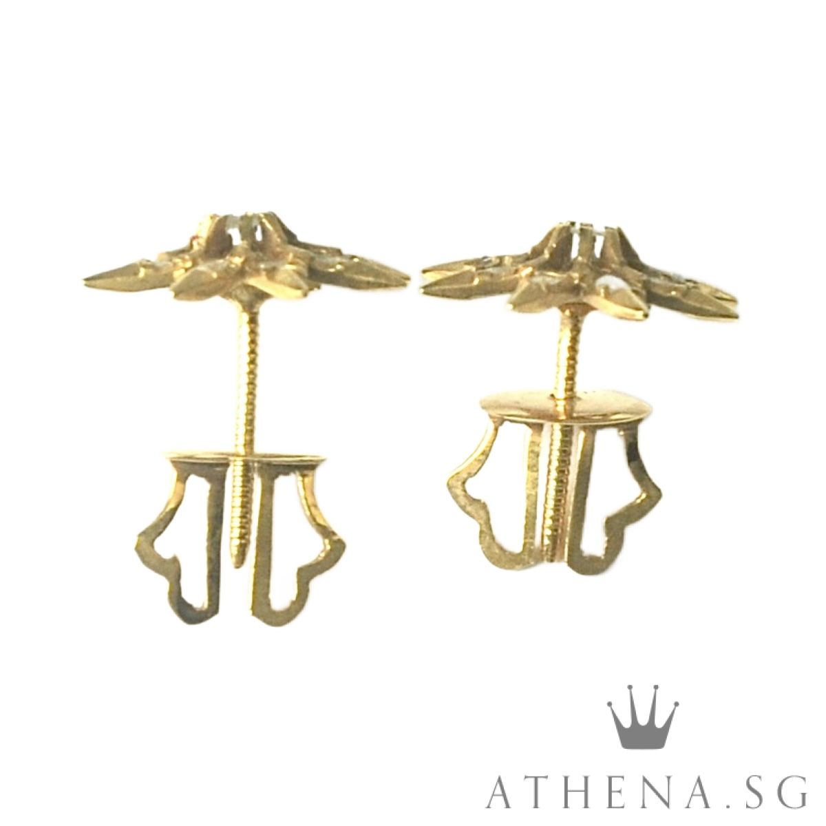 18K YG ANTIQUE DESIGN INTAN EARSTUD 1.85G - Image 4