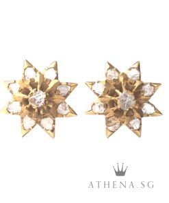 20K18K YG ANTIQUE DESIGN INTAN EARSTUD 2.16G