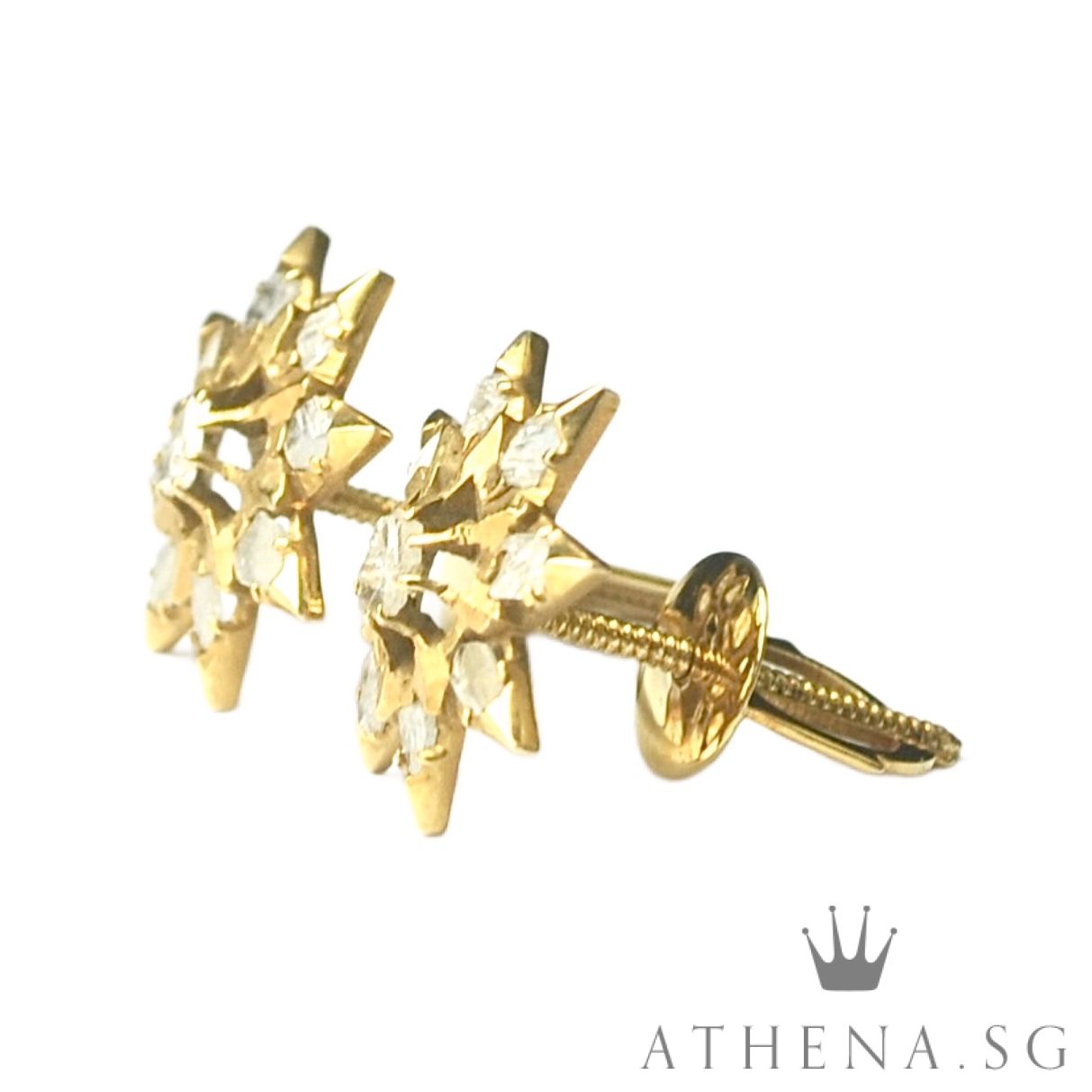 20K18K YG ANTIQUE DESIGN INTAN EARSTUD 2.16G - Image 2