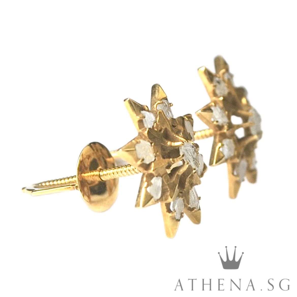 20K18K YG ANTIQUE DESIGN INTAN EARSTUD 2.16G - Image 3