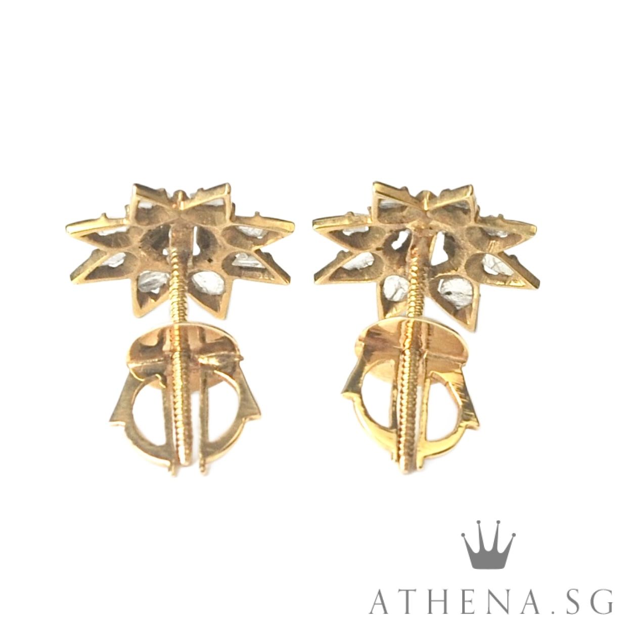 20K18K YG ANTIQUE DESIGN INTAN EARSTUD 2.16G - Image 4