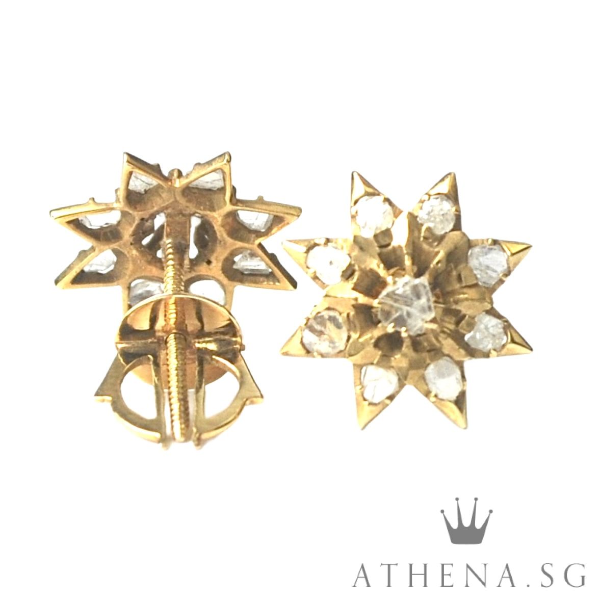 20K18K YG ANTIQUE DESIGN INTAN EARSTUD 2.16G - Image 6