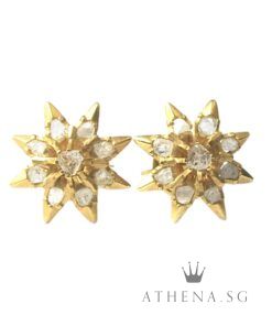 20K YG ANTIQUE DESIGN INTAN EARSTUD 2.62G