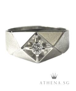 14K WG DIAMOND RING D1-0.16CTS 5.40G [SIZE 17.5]