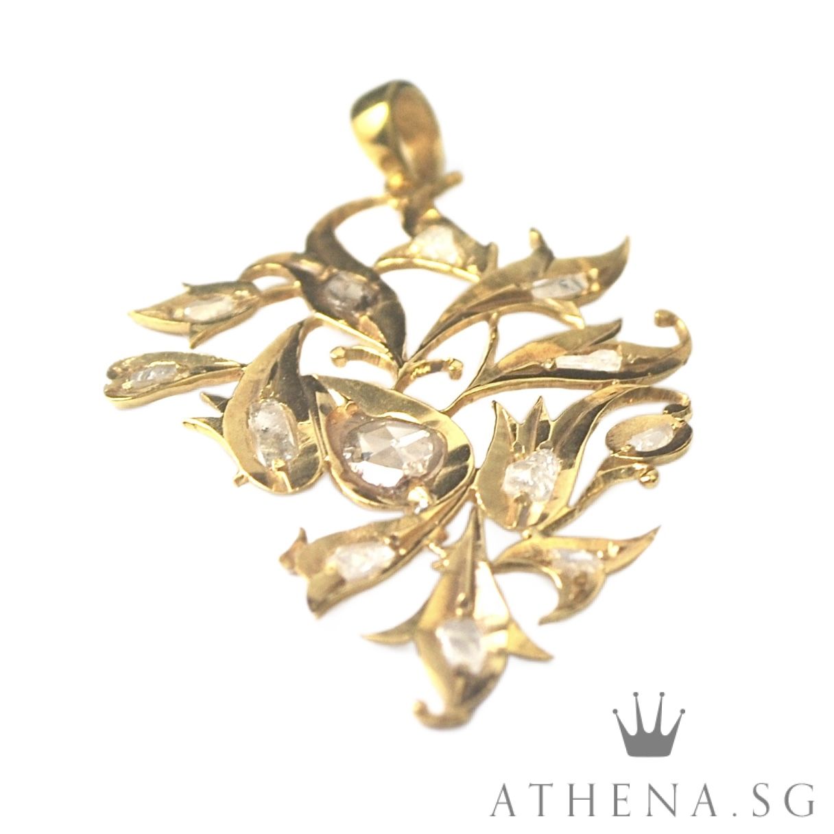 20K YG ANTIQUE DESIGN INTAN PENDANT 2.99G - Image 4