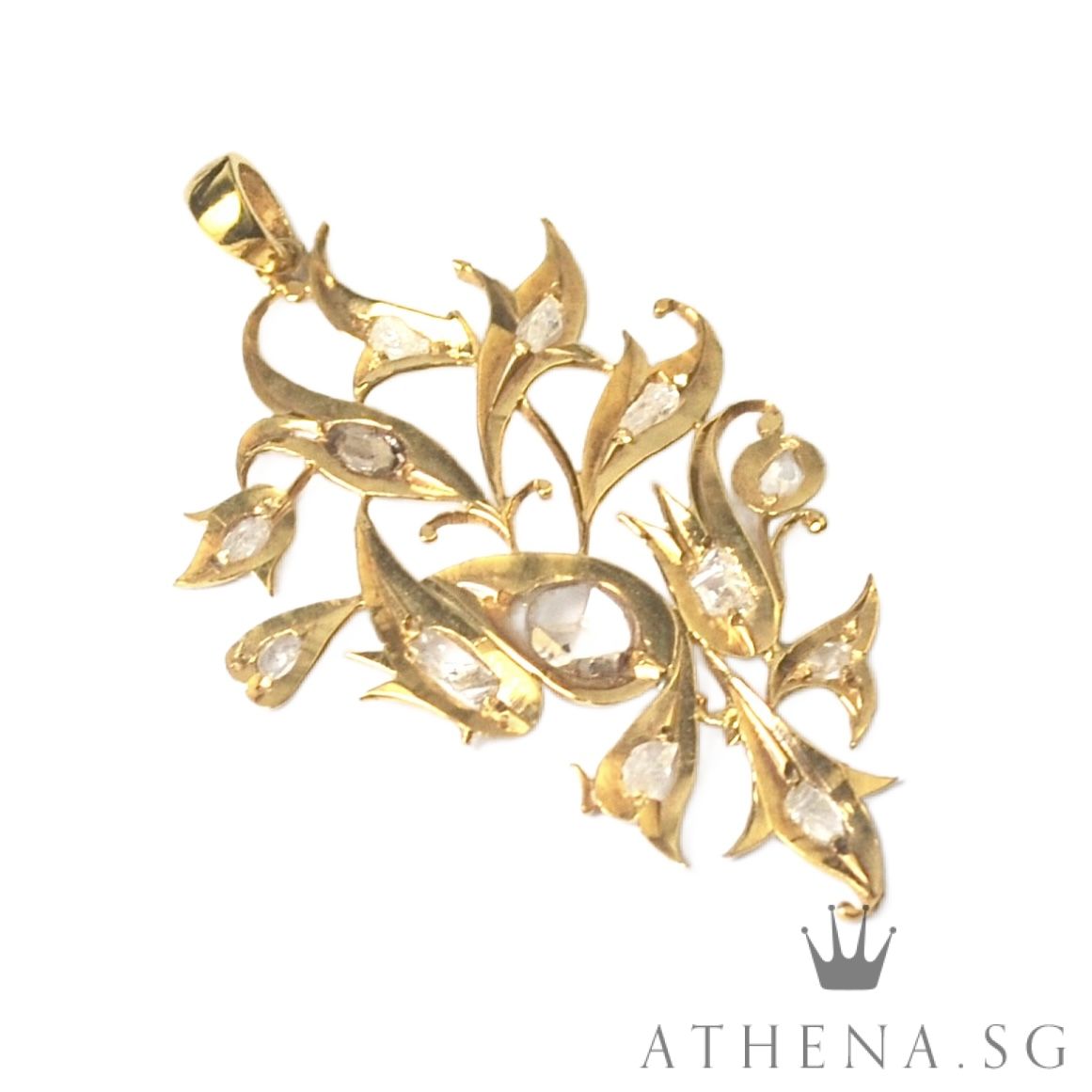 20K YG ANTIQUE DESIGN INTAN PENDANT 2.99G - Image 2