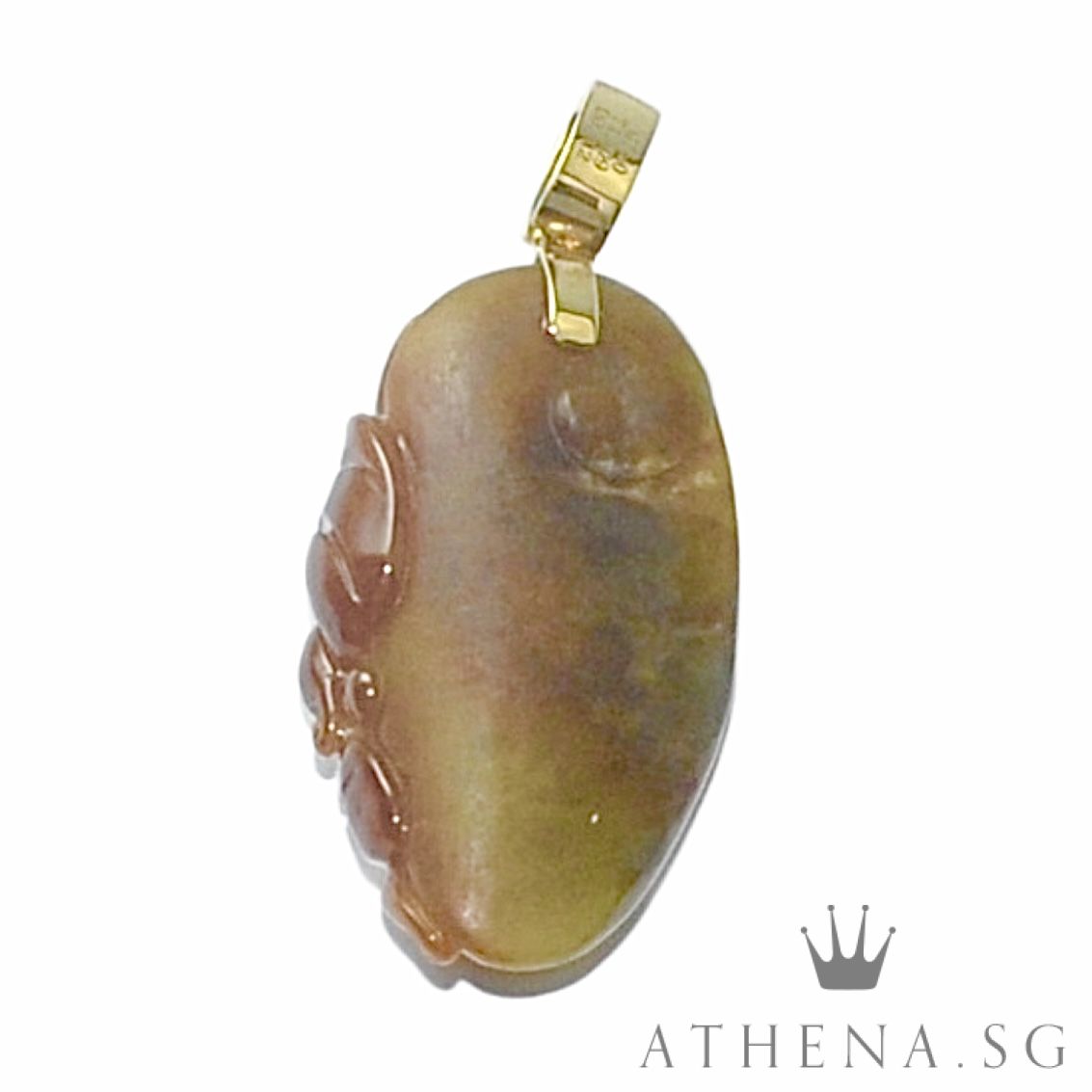 18K YG MI LEK FO DESIGN JADE PENDANT WITH DIAMOND D21-0.13CTS 15.58G (WITH CERT) - Image 4