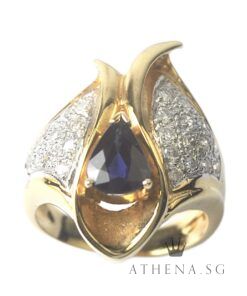 Alternative view of 14K YG BLUE SAPPHIRE RING WITH DIAMOND D30-0.30CTS 8.00G (SIZE 13)
