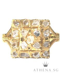 18K YG ANTIQUE DESIGN INTAN RING 3.25G (SIZE 10)