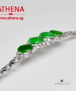 Alternative view of PLATINUM WG JADE BRACELET WITH DIAMOND D36-1.00CTS 18.17G [WITH CERT] (LENGTH 14CM)