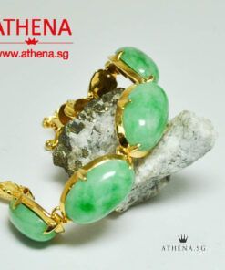 20K YG ANTIQUE DESIGN JADE TYPE "A" BRACELET WITH CERT 21.53G