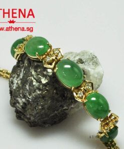 18K YG TYPE "A" JADE BRACELET WITH DIAMOND D8-0.12CTS 9.81G [WITH CERT]