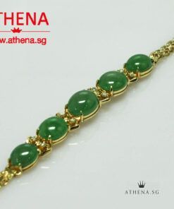 Alternative view of 18K YG TYPE "A" JADE BRACELET WITH DIAMOND D8-0.12CTS 9.81G [WITH CERT]
