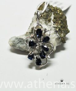 14K WG BLUE SAPPHIRE PENDANT WITH DIAMOND D6-0.08CTS 4.77G