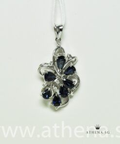 Alternative view of 14K WG BLUE SAPPHIRE PENDANT WITH DIAMOND D6-0.08CTS 4.77G