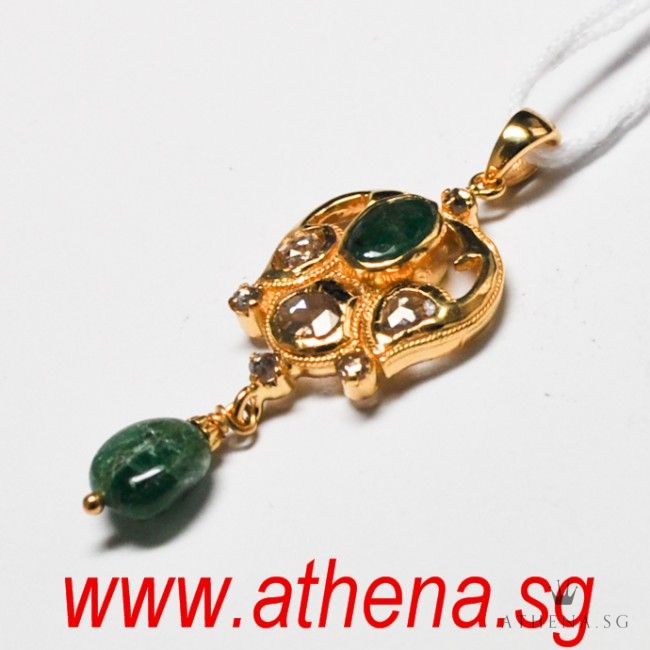 20K YG ANTIQUE DESIGN ROSE CUT INTAN PENDANT 3.96G