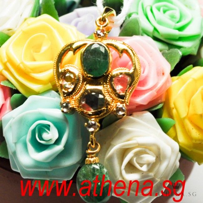 20K YG ANTIQUE DESIGN ROSE CUT INTAN PENDANT 3.96G - Image 2