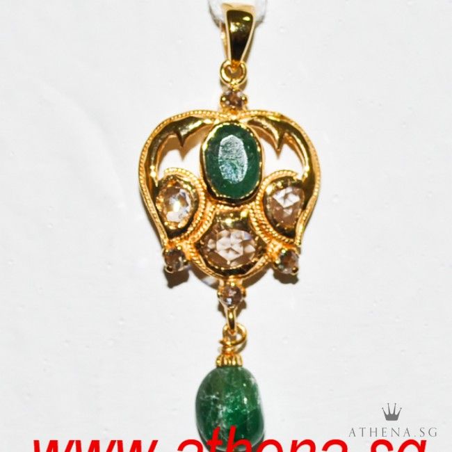 20K YG ANTIQUE DESIGN ROSE CUT INTAN PENDANT 3.96G - Image 3